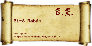 Biró Rabán névjegykártya